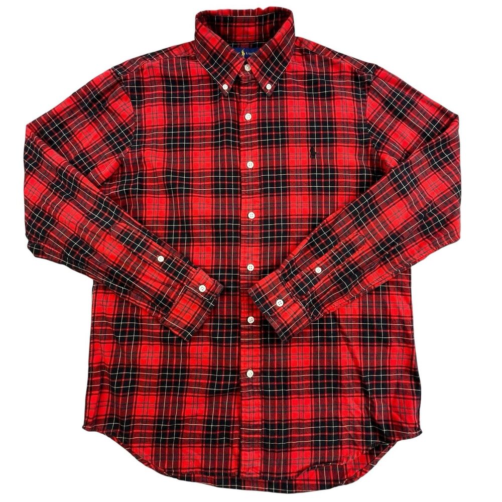 Polo Ralph Lauren Shirt Mens Medium Performance Flannel Classic Fit Tartan Plaid
